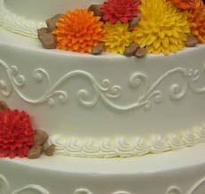 autumn mums wedding cake